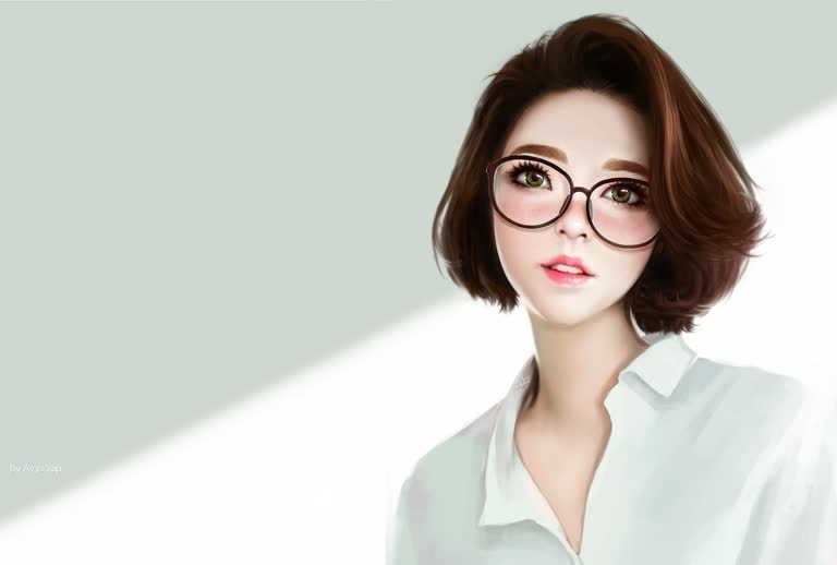 有一个戴眼镜、穿着白衬衫的女人
