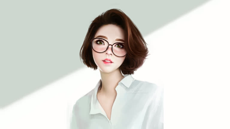 有一个戴眼镜、穿着白衬衫的女人